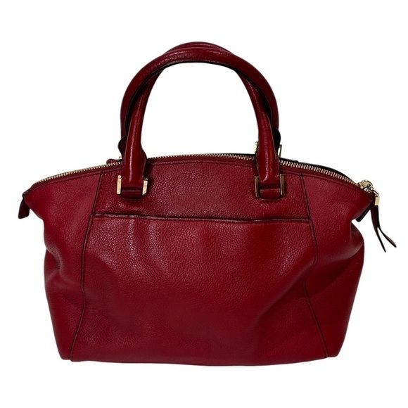 Michael Kors Riley Satchel Handbag Red Peebled Leather Gold Hardware EUC - Picture 4 of 11